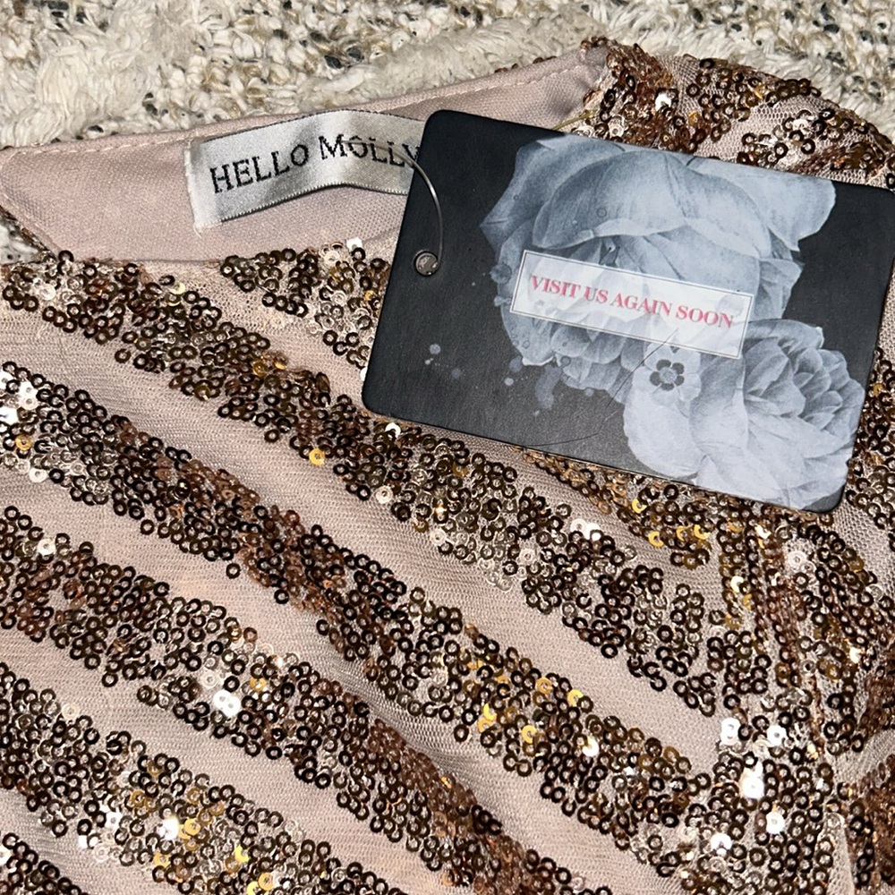 Hello Molly Rose Gold sequin dress 6 NWT - Picture 8 of 9